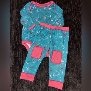 Patagonia Teal and Pink Baby Base Layer